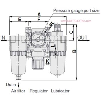 Alternative view of SMC Air Combination Air Filter + Regulator + Lubricator AC10-A to AC40-A