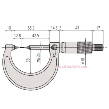 MITUTOYO Vernier Micrometer Point Tip 0-25mm 15 degree 112-153 - Image 3