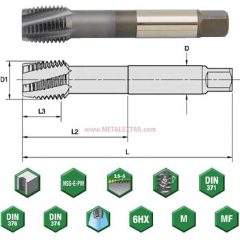 Alternative view of WIDIA Machine Tap Victory™ GT20 Form D Plug Chamfer Metric DIN 376 Left-Hand Spiral Flute