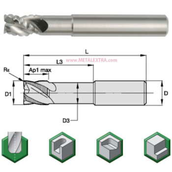 Alternative view of WIDIA Solid Carbide End Mill Aluminum List 49N9 AluSurf™ Chamfered-Corner-End-Mills