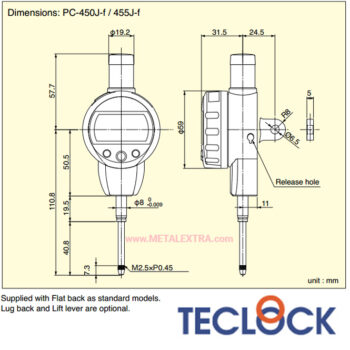 Alternative view of TECLOCK Digital indicator PC-455J-F Range 25.4mm Resolution 0.001mm