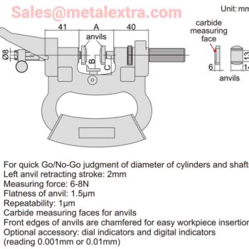 INSIZE Dial Snap Gauge 2186 Series (3-point anvil) Repeatability; ±1μm, Range ⌀25mm - ⌀300mm - Image 7