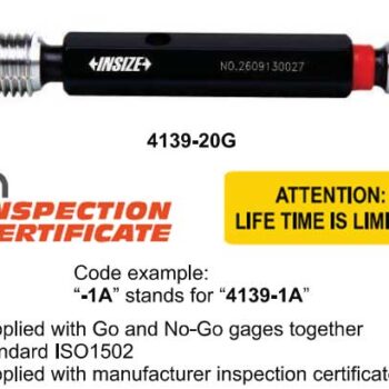 INSIZE Fine Thread Plug 4139 METRIC (Standard ISO1502, GO/NOGO Gauge) Range; M1 - M120 - Image 9