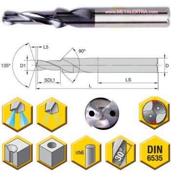 Alternative view of KENNAMETAL Carbide Step Drill Long DIN 6535 Steel & Iron B732 ø3,7mm - ø17,4mm