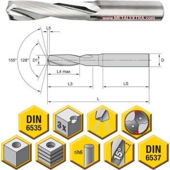 Alternative view of KENNAMETAL Drills CFRP-Ti-Stacks Through Coolant B556A_DAL ø 4,763mm – ø15,87mm