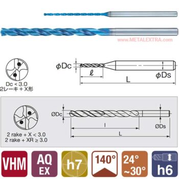 Alternative view of NACHI Micro Drills Aqua EX Oil-Hole AQDEXOH10D 9612 ø1mm - ø12mm