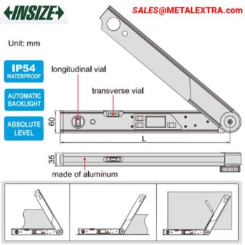 INSIZE Digital Protractor 2174-225, IP54 0-225° with 460mm blade - Image 2