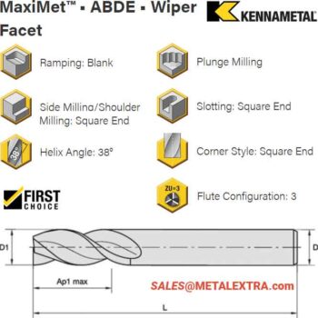 KENNAMETAL Carbide End Mills for Aluminium MaxiMet Asheboro Series ø3mm – ø20mm - Image 3