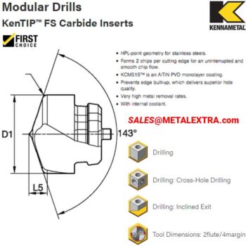 KENNAMETAL Modular Drill KenTIP FS Insert HPC KC7410 With Internal Coolant - Image 5