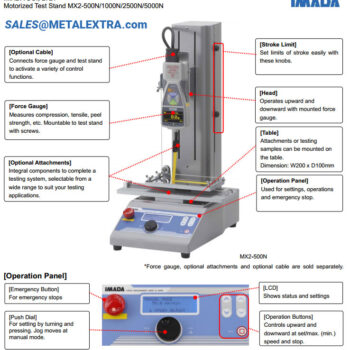 Alternative view of IMADA Vertical Motorized Test Stand MX2 series 500N to 5000N