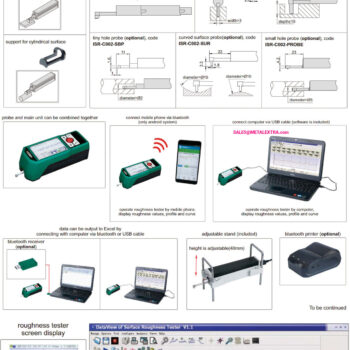 INSIZE Portable Surface Roughness Tester ISR-C300 (Probe stylus radius/angle; 5μm/90°) Res; 0.001μm, Range X-Z axis; 17.5μm - 320µm (-160µm~160µm) - Image 9