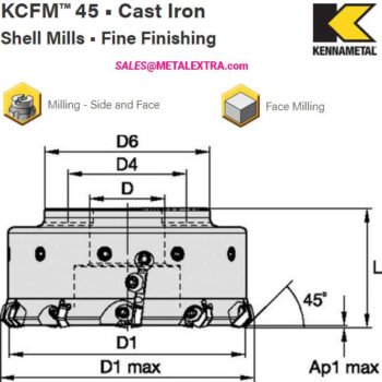 KENNAMETAL Shell Mills KCFM™ 45 Cast Iron Fine Finishing ⌀80mm - ⌀120mm - Image 5