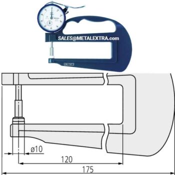 Alternative view of MITUTOYO Dial Thickness Gage 7321 Range 0-10mm, 0,01mm, 120mm Throat