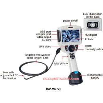INSIZE High Definition Videoscope ISV-MS724 Tungsten Wire Cable 360° (Camera 1Mpx, USB Rechargable 3 Hours) IP 64, Range; 1,5 Meter, Lens; Ø4.5mm - Image 4