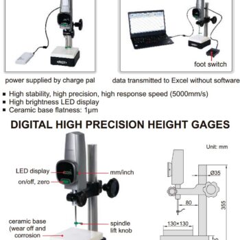 Alternative view of INSIZE Precision Digital Height Gauge 1155 Series (Res: 0.5µm/0.00002Inch) Ceramic base, Accuracy: 1μm, Range: 0-50 mm