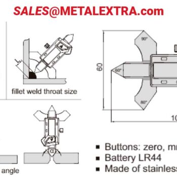 INSIZE Digital Welding Gauge 4831-20A (Fillet weld throat; 0-20mm, Resolution 0.01mm) Angle Range; 60° 70° 80° 90° - Image 8