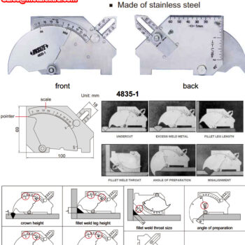 INSIZE Ulnar Welding Inspection Cam Bridge Gauge 4835-1 (Angle; 60°, ) Range: ≤25mm - Image 6