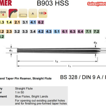 DORMER Hand Taper Pin Reamers Straight Flutes, HSS, B903 Ø1.5mm - Ø16mm - Image 3