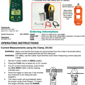Alternative view of EXTECH Clamp Meter 380926 (True RMS 2000A, Resolution; 0.1µA/0.1mV) Category CAT IV-600 V, AC/DC Range; 400A - 2000A