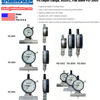 GAGEMAKER Pit Depth Gage PD-3005 (Anvil AGD#2, 0-100 reading, Flat Base) Range; 0.250 Inch (6.35 mm) - 0.450 Inch (11.43 mm) - Image 6