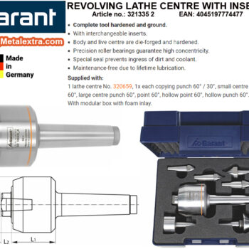 GARANT Revolving Lathe Centre with inserts 321335-2 (ø45mm, MT2 Shank with bearing) for workpiece weight; ≤50kg - Image 5
