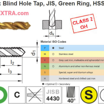 Alternative view of GUHRING Blind Hole Tap JIS B 4430 HSS-E TiN Coated M2-M20 4427