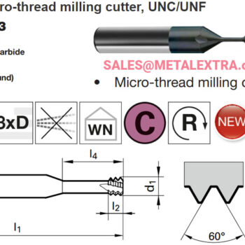 GUHRING Micro-thread Milling Cutter UNC / UNF 3 X D TiCN MTM SP, M1 - M7 4223 - Image 2