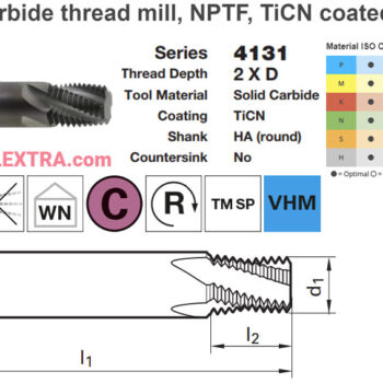 Alternative view of GUHRING Thread Milling Cutter NPTF 2 X D TiCN TMSP 4131