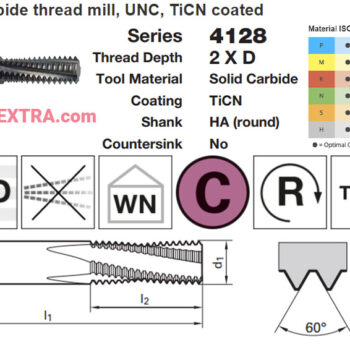 Alternative view of GUHRING Thread Milling Cutter UNC 2 X D TiCN TMSP 4128