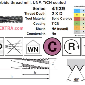 Alternative view of GUHRING Thread Milling Cutter UNF 2 X D TiCN TMSP 4129