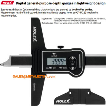 HOLEX Digital Depth Gauge 150mm - 450mm Anvil Tip 90° (M2.5) Ø1.5mm 418802 - Image 4
