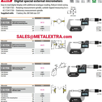 Alternative view of HOLEX Digital external micrometer with  groove Flat-tip 0-25mm 421724