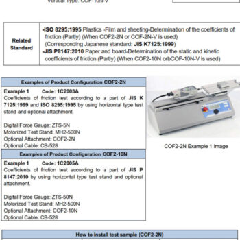 IMADA Coefficient of Friction Fixture COF2-2N, Horizontal Test Jig, Stroke; 150mm, Range; 2N - 10N (≤10 Newton), Sample Thickness; ≤1.5mm - Image 4