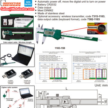 INSIZE Digital Caliper 1103 (Absolute System) Accuracy: ±30μm, Range; 150mm - 300mm - Image 3