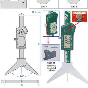 INSIZE Keyway Depth Caliper 1544-50 (V-angle 120°, Resolution 0.01mm) Accuracy 30μm, Range; ≤50mm / ≤2 Inch - Image 7