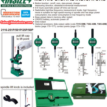 INSIZE Digital Test Indicator 2116, METRIC type (Resolution 0.01mm) Accuracy 5 μm, Range; ≤12.7mm - 50.8mm - Image 5