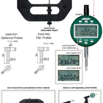 INSIZE Digital Snap Gauge 3345 Series  (3-point Anvil, Res; 0.0001mm) Accuracy: ±1μm, Range ≤Ø50mm - Ø800mm - Image 4