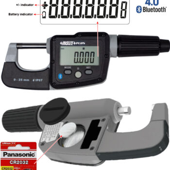 INSIZE Micrometer 3690 (Bluetooth Output, Resolution 0.001mm) Water Resist IP67, Accuracy; ±2μm, Range; ⌀25mm - ⌀100mm - Image 3