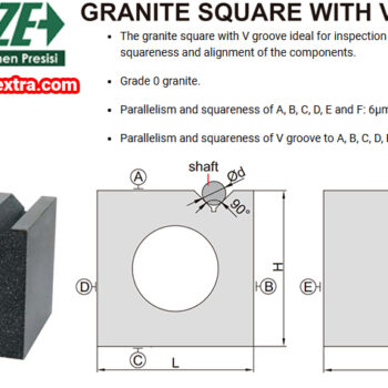 INSIZE Granite Square V-Groove 4142-200, Range; 200mm x 200 x 200mm, Shaft; ⌀9 - 70mm - Image 3