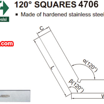 Alternative view of INSIZE Squares Angle 120° 4706 Series (Stainless Steel Flat, DIN 875 Grade 2) Accuracy; ±33μm, Range; 50mm - 200mm