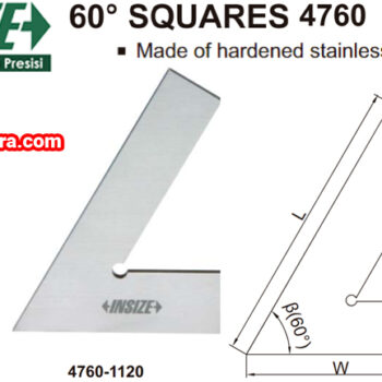 INSIZE Squares Angle 60° 4760 Series (Stainless Steel Flat, DIN 875 Grade 2) Accuracy; ±30μm, Range; 120mm - 200mm - Image 4