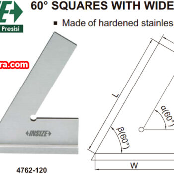 INSIZE Squares Angle 60° 4762 Series (Stainless Steel Vertical, DIN 875 Grade 2) Accuracy; ±29μm, Range; 120mm - 200mm - Image 3