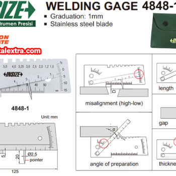 INSIZE Welding Gauge 4848-1 (Stainless Steel Ruler 5 in 1) Angle; 45° Range; ⌀50mm - Image 7
