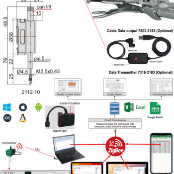 INSIZE Measuring Tool Set 5031 Test Indicator Digital 3pcs (Data Out, Res; 0.01mmm) Range; Range; 12.7 mm/0.5 Inch - Image 6