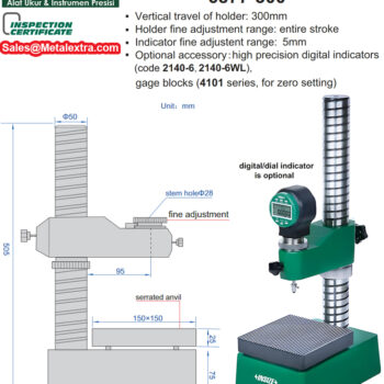 Alternative view of INSIZE Heavy-Duty Test Indicator Stand 6877-300 (Grid Anvil, Stem; Ø28mm) Range; 100-300mm, Vertical; 505mm, flatness; ±1µm