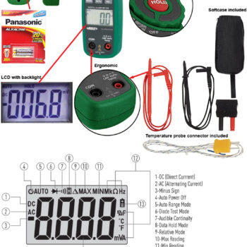 INSIZE AC/DC Clamp Multimeter 9315-CF210 Non-contact voltage (True RMS 600A, Resolution; 0.1µA/0.1mV/1mV/10mV/0.1V) Category CAT III-600 V, AC Range; 40A - 400A - Image 7