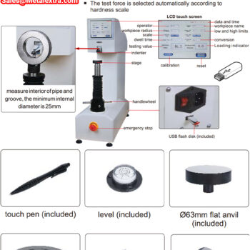 INSIZE Automatic Rockwell Hardness Tester ISHR-T100 (Dolphin Nose, standard; BSEN 6508, ISO 6508, ASTM E18) Range; 588 N - 1471 N - Image 4