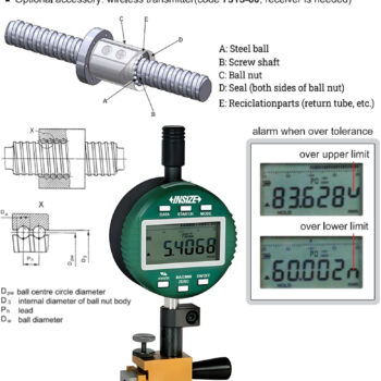 Alternative view of INSIZE Ball Nut Pitch Circle Diameter Comparison Gauge 2678 (Data output, Res; 0.0005mm) Accuracy; ±5µm, Range; Ø6mm - Ø50mm
