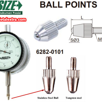 INSIZE Ball Point ⌀3mm Anvil For Thickness & Test Indicator Gauge 6282-01 Series (Carbide & Ceramic, Thread; M2.5 x 0.45mm) Accuracy; ±0.005mm, Range; 7.3mm - 30mm - Image 6
