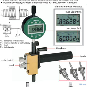 Alternative view of INSIZE Ball Screw Pitch Circle Diameter Comparison Gauge 2677 (Data output, Res; 0.0005mm) Accuracy; ±5µm, Range; Ø6mm - Ø50mm
